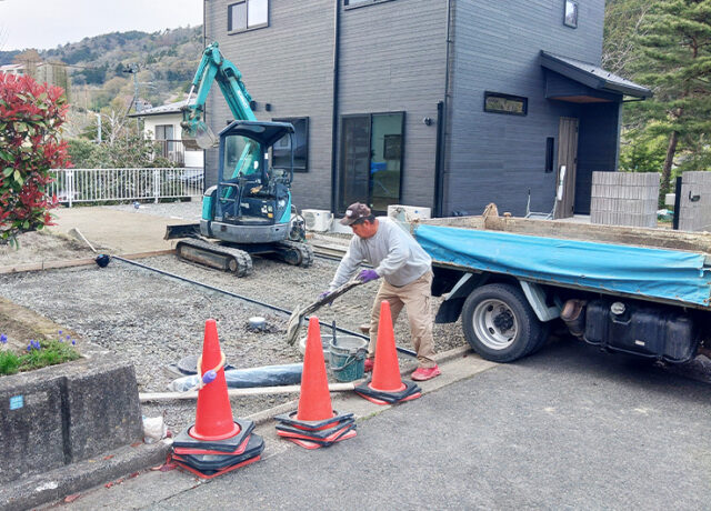 新築外構　施工中